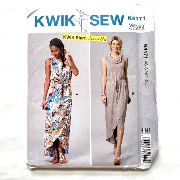 Kwik Sew Pattern Pullover Dress Shaped Hem Sleeveless XS - XL Uncut K4171 - Picture 2 of 4
